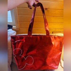 Walt Disney Parks Red Metallic Mickey Mouse Tote Bag Rhinestones 2012 Reversible